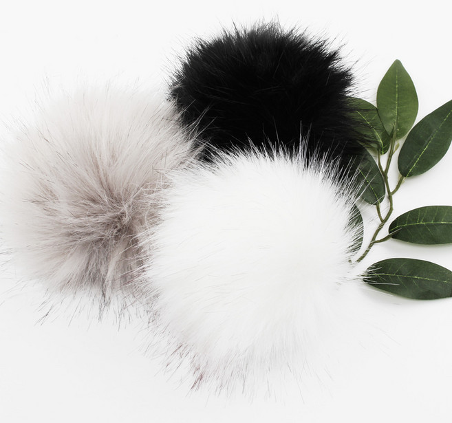 털방울 여우털 토끼털 폭스 방울 모자털방울 10cm, 인조 폭스털방울10cm-블랙, 1개