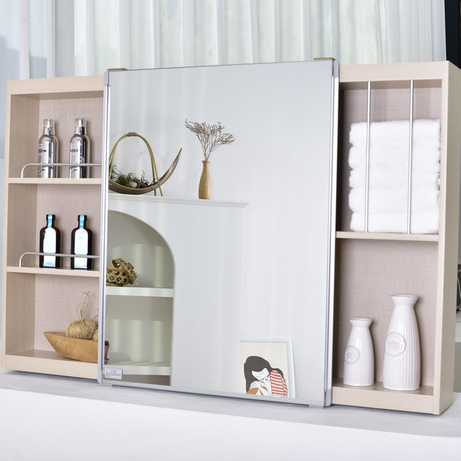 바스퍼 욕실 거울 수납장 화장실 슬라이드장, 아이보리, 1개