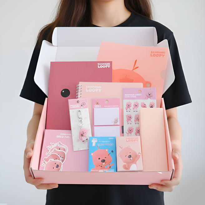 늘이랑 잔망루피 문구 세트 캐릭터 선물 굿즈 학교 입학 졸업 생일 축하 학용품, 뤂덕(10종), 1개