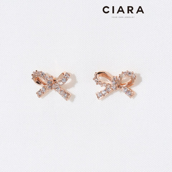 CIARA 14K Chieri 샤이닝라인 리본 귀걸이(SilverPin)