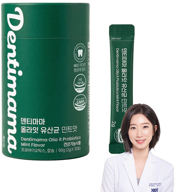 [치과의사 개발] 덴티마마 올라잇 유산균 민트맛, 60g, 1개
