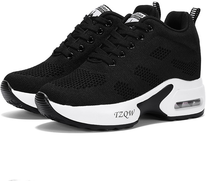 TZQW 여성 캐주얼 에어쿠션 9cm 키높이 운동화 런닝화 여자 키높이 운동화