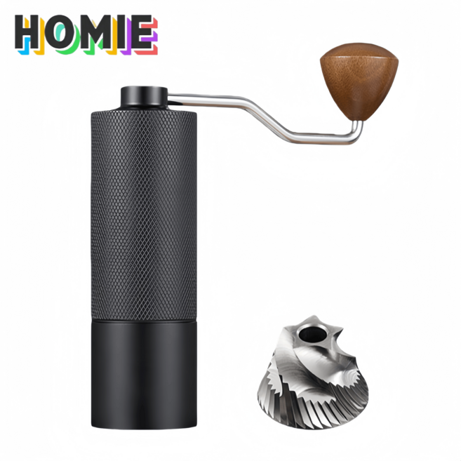 HOMIE 조절가능 수동커피그라인더 스테인리스 스크럽헤드 원두커피 그라인더 수동분쇄기, 1개, 블랙, 25ml