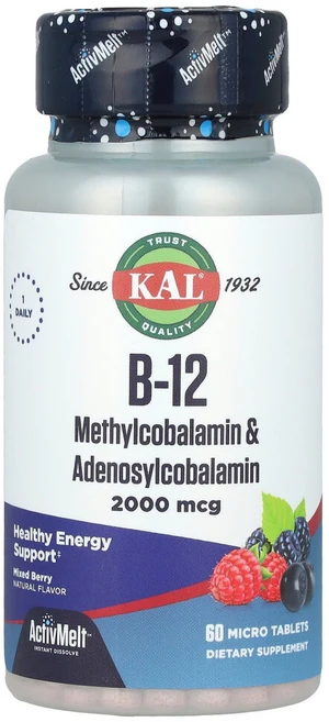 KAL B-12 메틸코발라민 & 아데노실코발라민 혼합 베리 2000mcg 마이크로정 60정, 1개 - 쿠팡