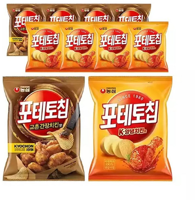포테토칩 치킨대전(포테토칩교촌간장5포테토칩K양념5), 1박스, 30g