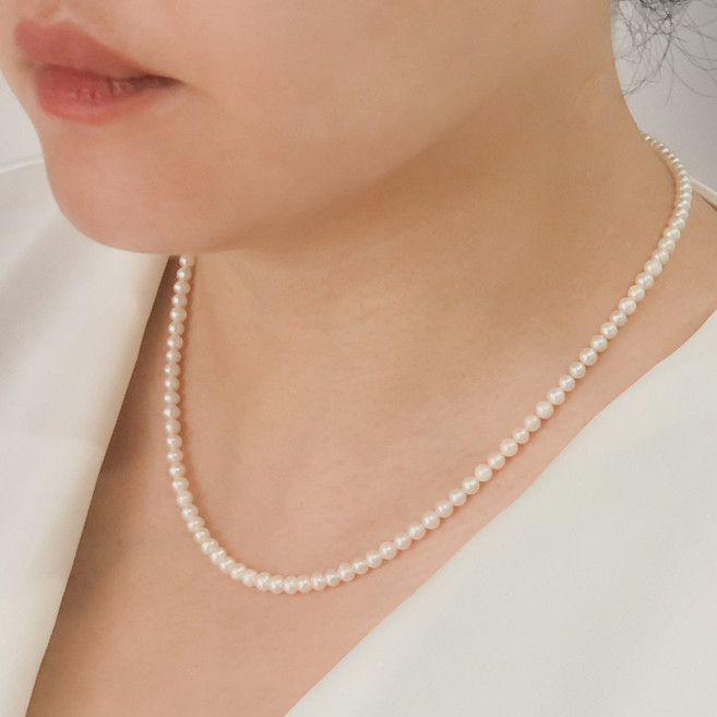 블랑썸 AA급 원형 천연 담수진주목걸이 민물담수진주