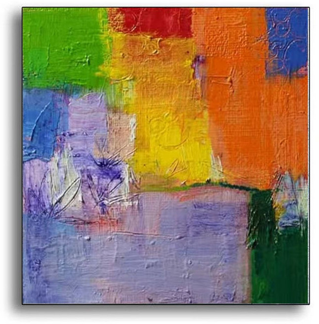 小眾創意油畫 客廳裝飾畫 簡約抽象藝術壁畫 手繪餐廳掛畫, 1個, A款-純手繪/厚油肌理/凹凸質感40x40CM  厚油肌理/凹凸質感/純手繪