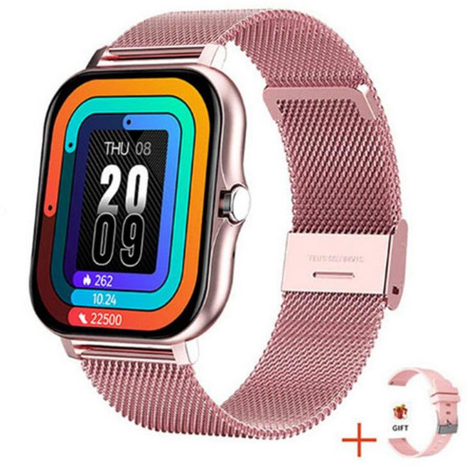Y13 智慧手錶 心率 血壓 運動計步, 粉鋼, 40mm, GPS 藍芽