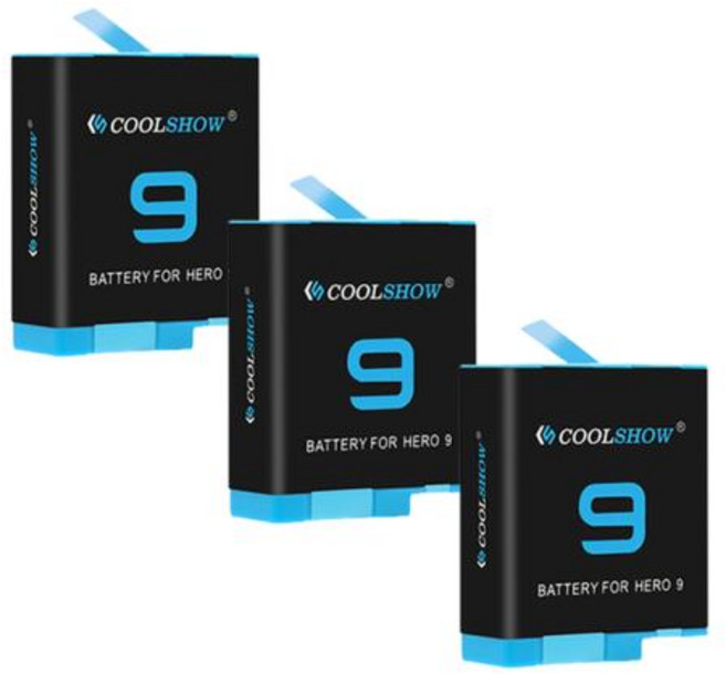 Coolshow 액션 카메라 액세서리용 블랙 배터리 고프로 9 고프로 10 고프로 11 고프로 12 용 1800mAh, 3.3 Battery