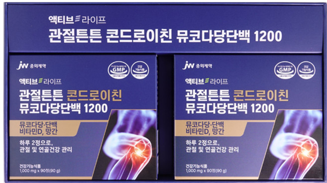 중외제약 관절튼튼 콘드로이친 뮤코다당단백 1200 무릎 관절 연골, 1박스, 180정