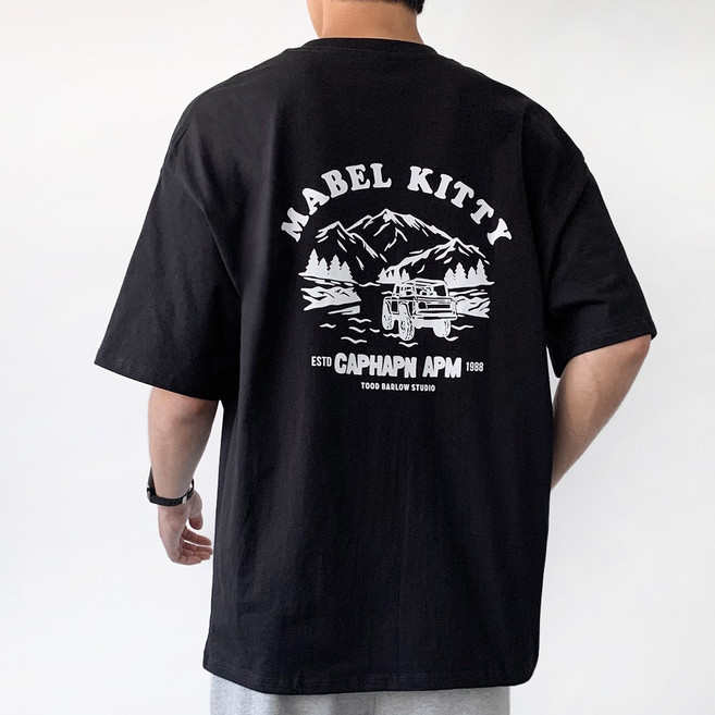 [면100%] 미제이 남자 오버핏 반팔티 프린팅 티셔츠