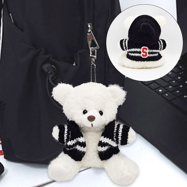 프랜베이 백참 가방 곰돌이 인형 키링, 화이트S