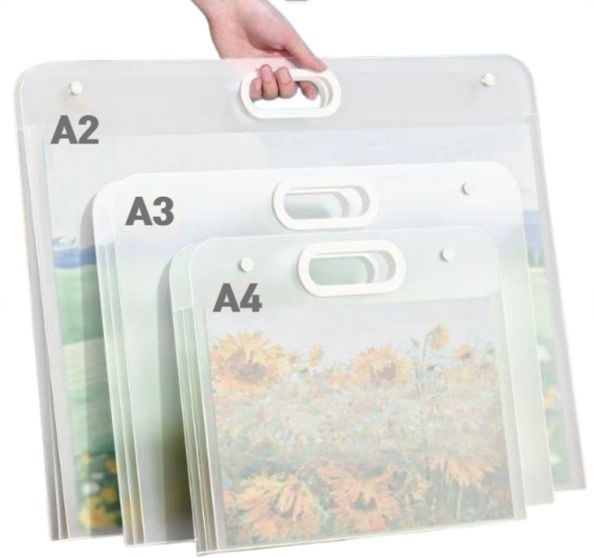 1+1 딱템 A4 A3(8절) A2(4절) 반투명 화이트 블랙 그림보관파일 스케치북 가방 파일백, 2매, A3 (8절)화이트1+블랙1