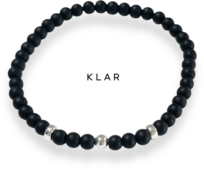 클라(KLAR) 천연 무광오닉스 실버(92.5)볼 투링 원석팔찌 (4미리)