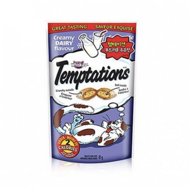 템테이션 고양이 간식, 부드러운 우유맛, 85g, 6개