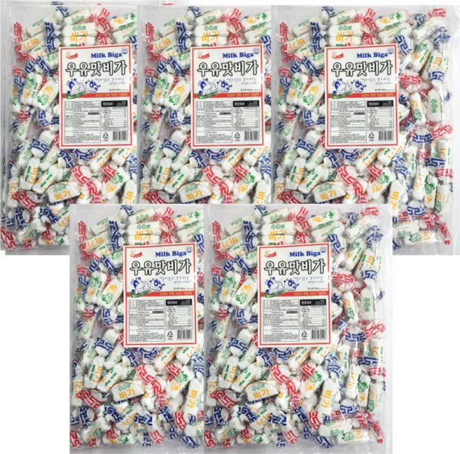 아리랑 우유맛비가 유가캔디 밀크캔디 대용량, 650g, 5개