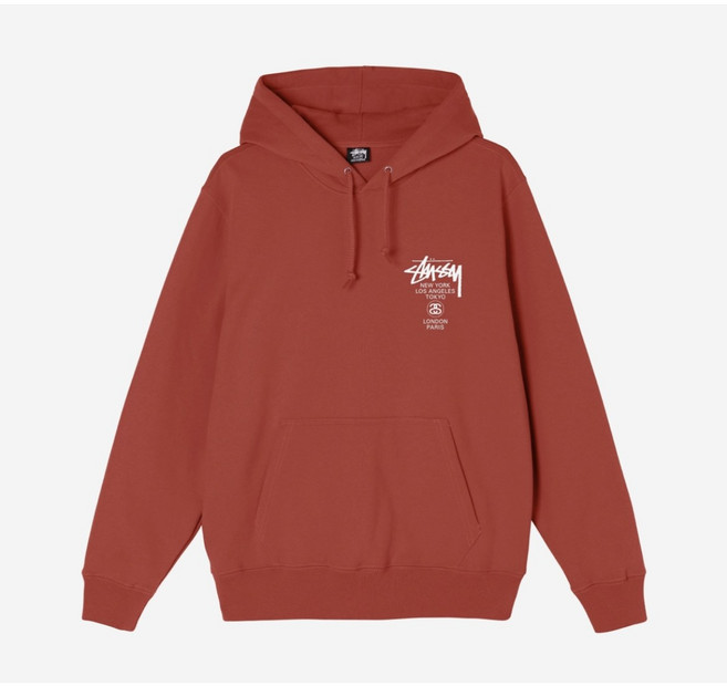 슈데일리 스투시 월드투어 후드 브릭 2021