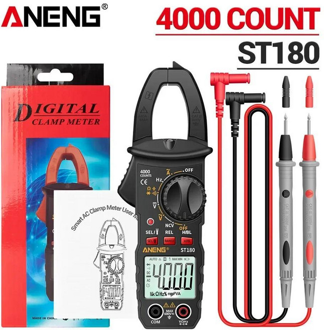 카운트 디지털 클램프 미터 전류 멀티미터 전류계 전압 테스터 자동차 주파수 저항계, 2. ST180 Black(box), 1개