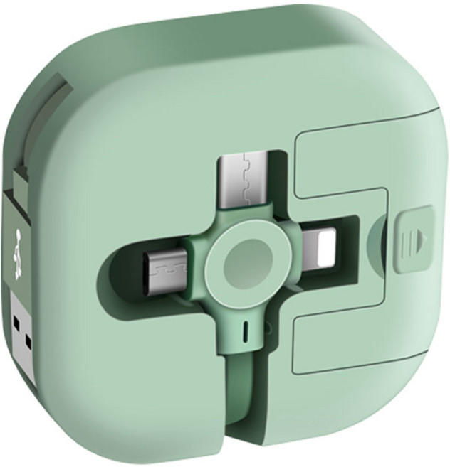 마카롱스퀘어 3in1 멀티 고속충전케이블 C타입usb케이블 5핀 8핀, 민트, 1개