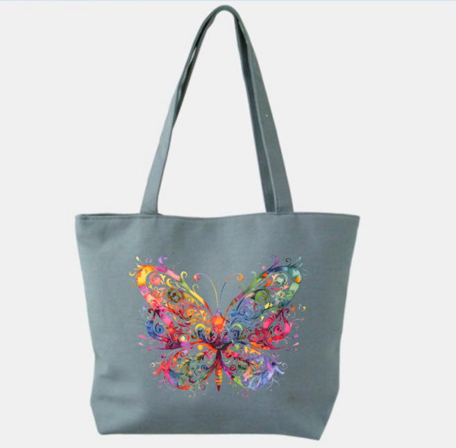 무지 캔버스 에코백 나비 일러스트 프린트 대용량 면 소재 데일리용 장바구니 겸용 토트백 EXCLUSIVE