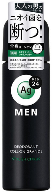 Ag Deo24 男士體香劑滾珠 Grande 時尚柑橘香, 1個, 120ml