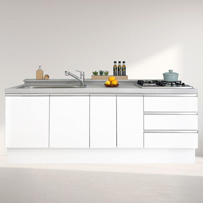 지안데코 인조대리석 싱크대 - 하부장 세트 05 2100A, 유광 그레이, 벨로나