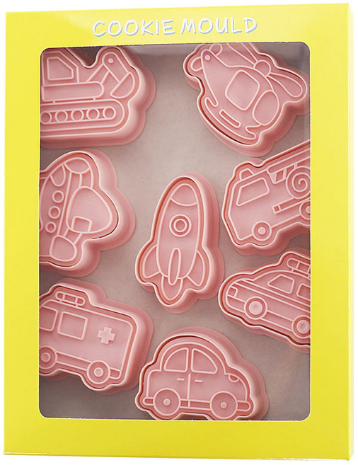 Mian Xiao Xin 비스킷 몰드 DIY 3D 입체 홈베이킹 도구 아이싱 쿠키스탬프 8종 세트 MX001, 교통, 1개