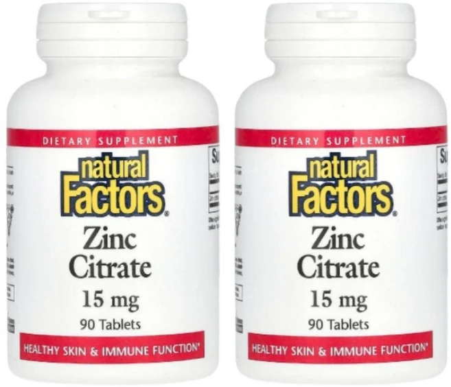 내추럴팩터스 징크 아연 시트르산 15mg 90정 2개 시트레이트 Zinc - 쿠팡