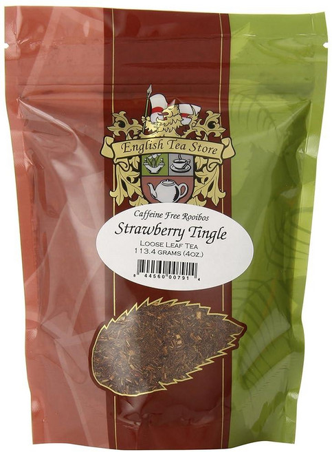 English Tea Store 루즈 리프 루이보스 허브 티 118.3ml(4온스), Strawberry Tingle Rooibos 티 파우, 4 Ounce (Pack of 1), 1개, 1개