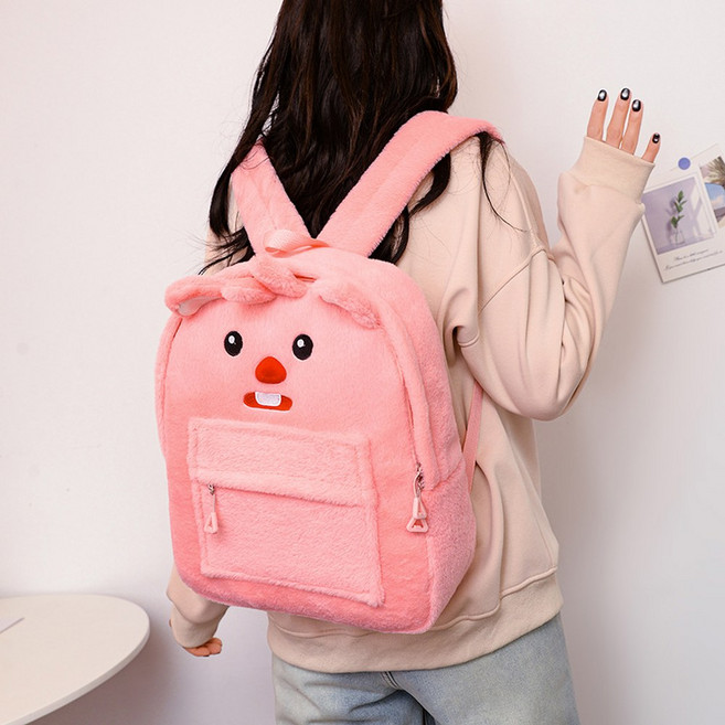 Kawaii Pororo Loopy 학교 가방 귀여운 만화 플러시 배낭 대용량 어깨 Crossbody 어린이 선물, 1, 1개