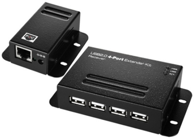 (이지넷유비쿼터스) 이지넷 USB 허브 리피터 송수신기 세트 NEXT-USB404 (최대50M/RJ-45), 1개