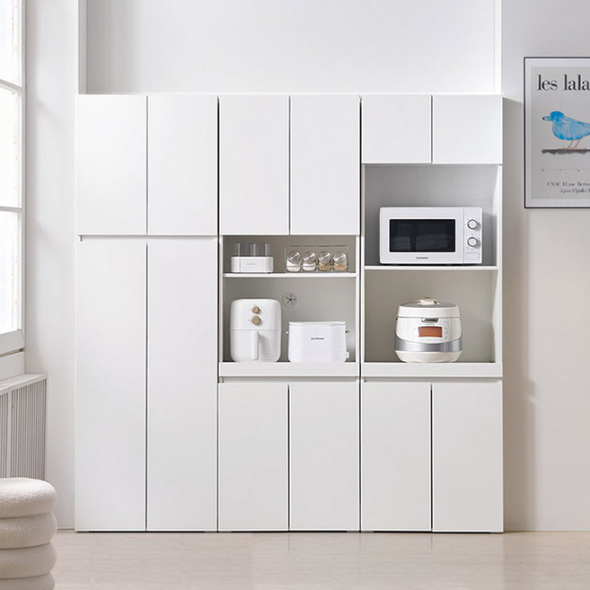 e스마트 루네뜨 전자레인지선반 밥솥선반 키큰 렌지대수납장 주방수납장, 화이트, 5단, 렌지수납장 A