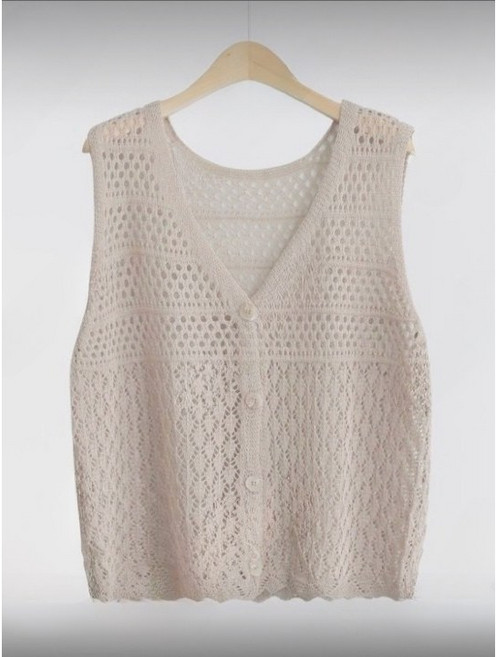 여름 망사 그물 니트조끼 펀칭 얇은여성베스트 레이어드조끼 퀸올데이
