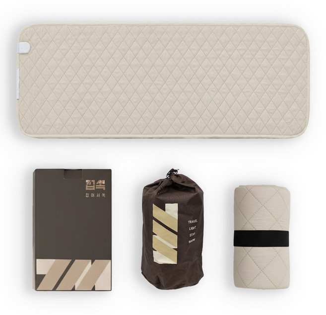 접쏙 여행용 프리볼트 전기매트 캠핑 탄소 컴팩트 전기장판 1인용 110V 겸용, 미니(50X140cm), 베이지