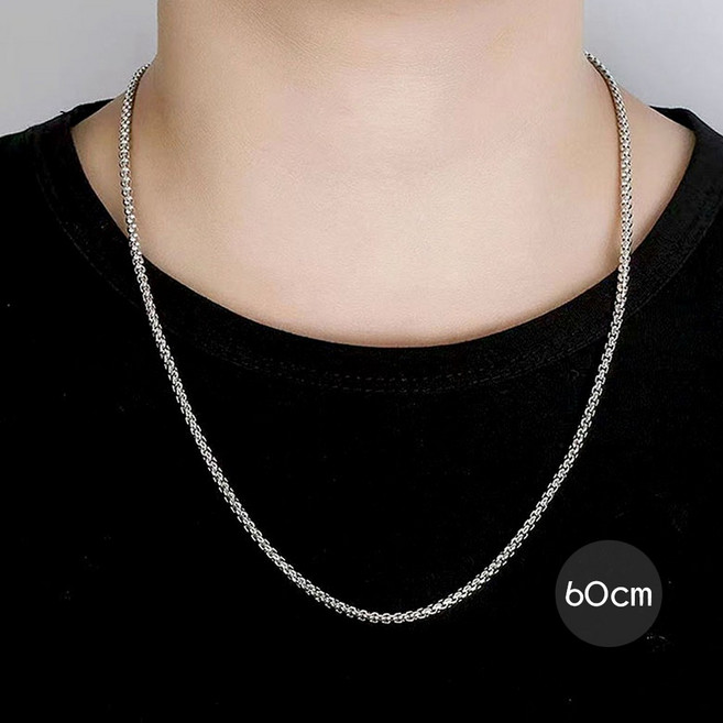 FANSYLI 남녀공용 은도금 목걸이 레이어드 기본 실버 박스 체인 목걸이 줄 써지컬목걸이 재물운 금전운 럭키 남자목걸이 결혼기념일선물 2603JLL493