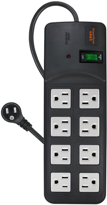 PowerSync 群加 台灣製造 1開8插 高耐燃 防雷擊 電源延長線 磁鐵固定 2.7米, 黑, 1個, 2.7mm