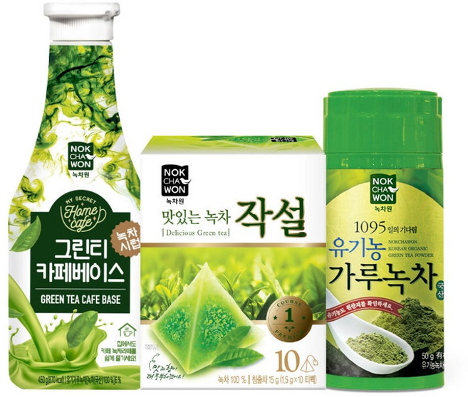 녹차원 녹차 3종 세트, 4세트, 맛작+녹차시럽+유기농녹차가루