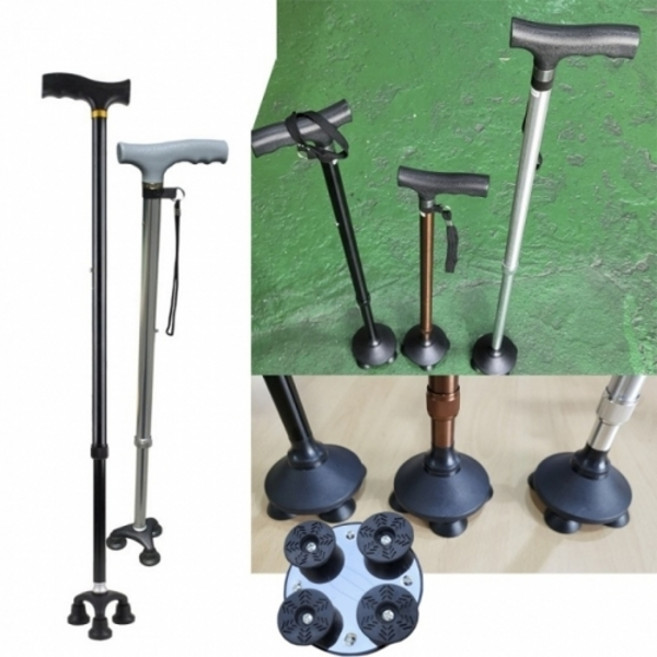 기타 고급 안전한 3발 4발 보조 지팡이 단단한 보행용 고령자 튼튼한 세발, 3발-검정