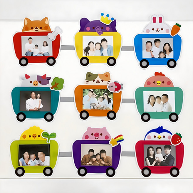 [줄리쌤엣홈] 동물기차 (9종)인쇄펠트지 어린이집 유치원 환경구성 촉감판 가족사진