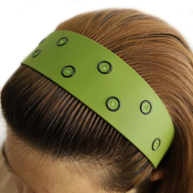 땡땡이 큐빅 넓은 머리띠 와이드 헤어밴드 여자 RINPM40 (카키)