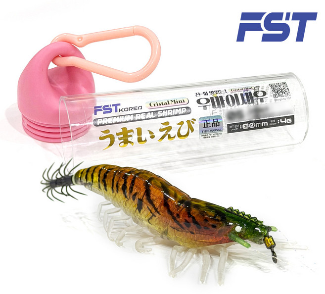 FST 25년 완벽수평침강 리얼새우에기 60mm 우마이 크리스탈 전체 UV+야광 축광 실리콘다리 쉬림프에기 갑오징어 쭈꾸미 한치 에기, #05 탠저린, 1개, 4g