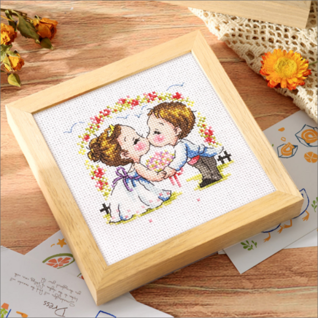 액자형 실 십자수 패키지 (18x18cm) 바늘 실 도안 원목 액자 수틀, 액자형십자수패키지(18x18cm)-내츄럴원목, 1개