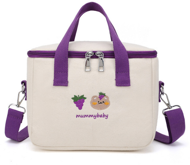 곰돌이 보냉백 분유 이유식 피크닉 방수가방 자수 미니 쿨러백, 블랙