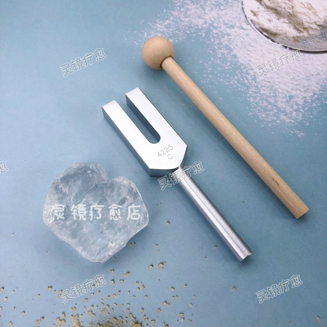 靈鏡水晶音叉 4096Hz 4160Hz 4225Hz, 1個, 音叉4225Hz 送白水晶1顆