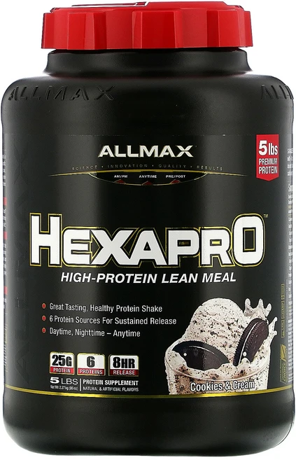 올맥스 헥사프로 하이-프로틴 린 밀 단백질 보충제 쿠키 & 크림, 1개, 2.27kg - 쿠팡