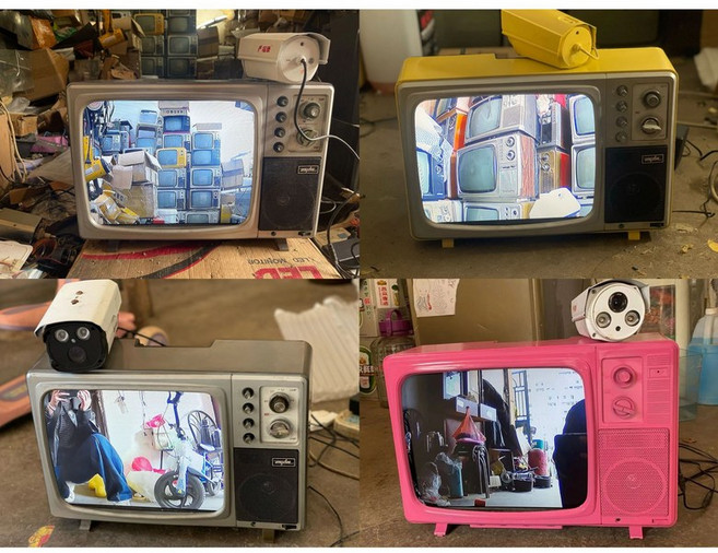레트로 보조 모니터 디스플레이 티비 엔틱 브라운관, 14 인치 + 카메라