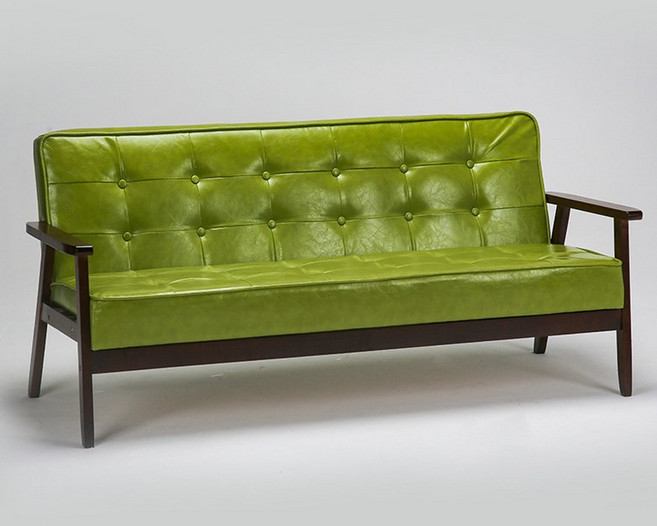 클래식 바 카페 쇼파 빈티지 인테리어 카페 3인 의자, 공식 규격, 그린브라운프레임