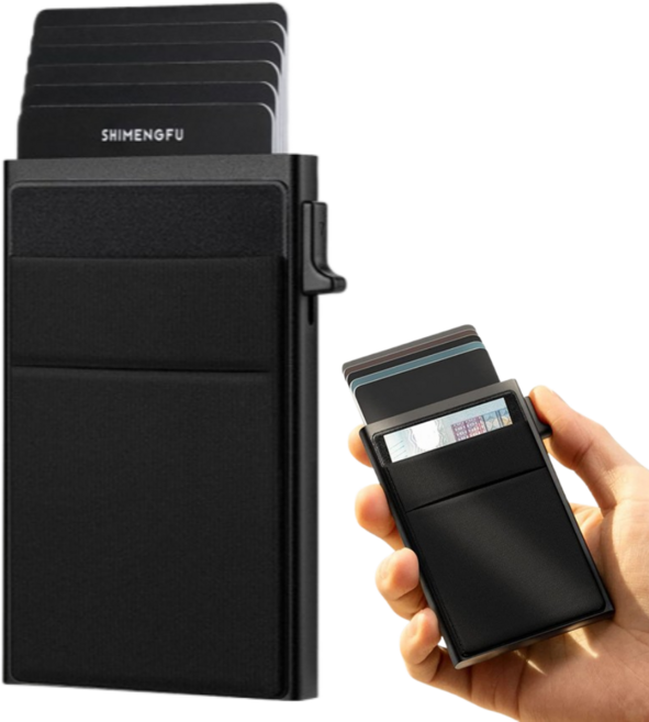 해피쇼핑 슬라이드 원터치 카드지갑 도난방지 버스카드 포켓 명함 케이스 아코디언 카드홀더