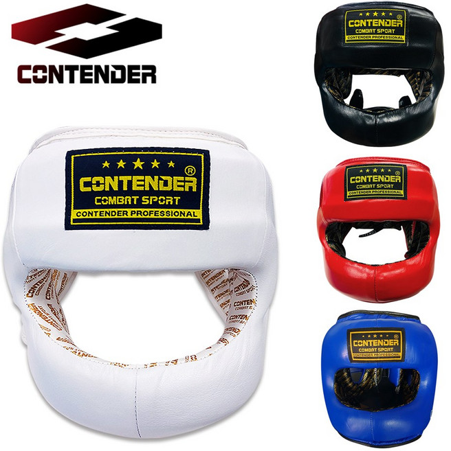 컨텐더 스틸 안면보호 헤드기어 가죽 권투 복싱 격투기, 빨강