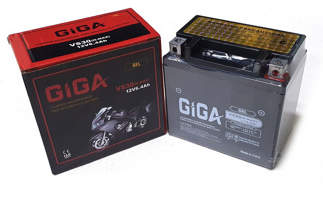 야마하 NMAX125 배터리 GTX6.4A-BS 12V6.4A/GIGA 밀폐형젤밧데리, 1개